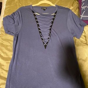 Navy criss cross t shirt